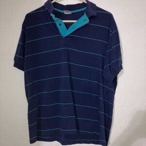 Vintage Le Tigre Polo Shirt Men's Size Large Striped Made In Costa Rica Blue